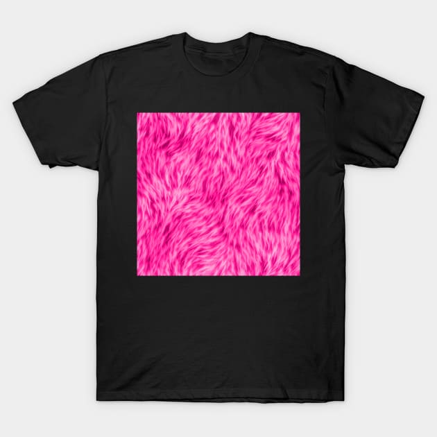 Bright Neon Pink Fur Design T-Shirt by CraftyCatz